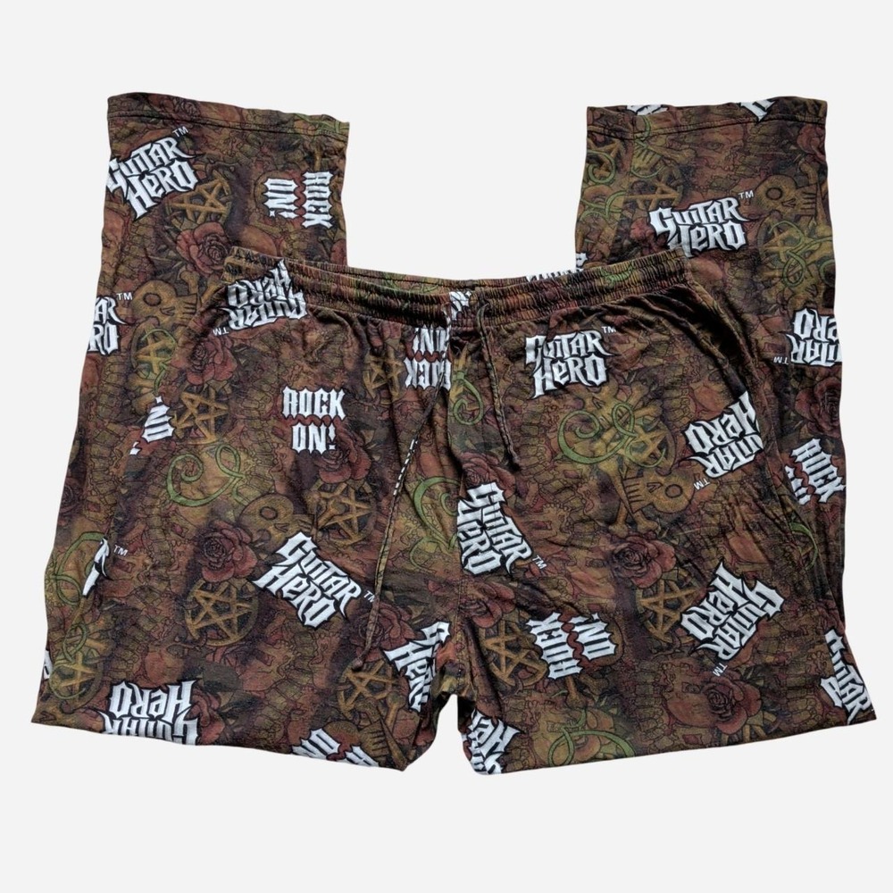 2008 Guitar Hero  100% Cotton Pajama Pants with white 'GUITAR HERO' text